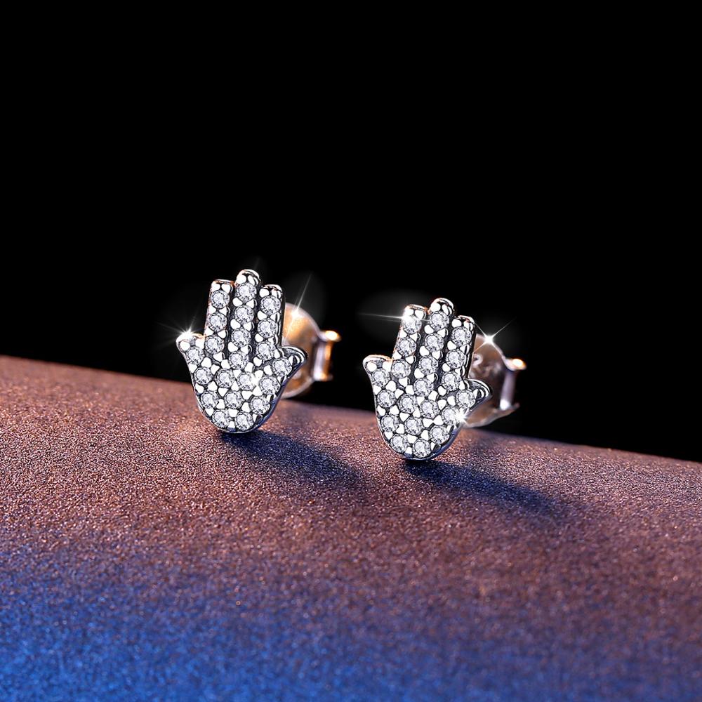 Boucles d'Oreilles Poussettes Main de Fatma en Argent 925