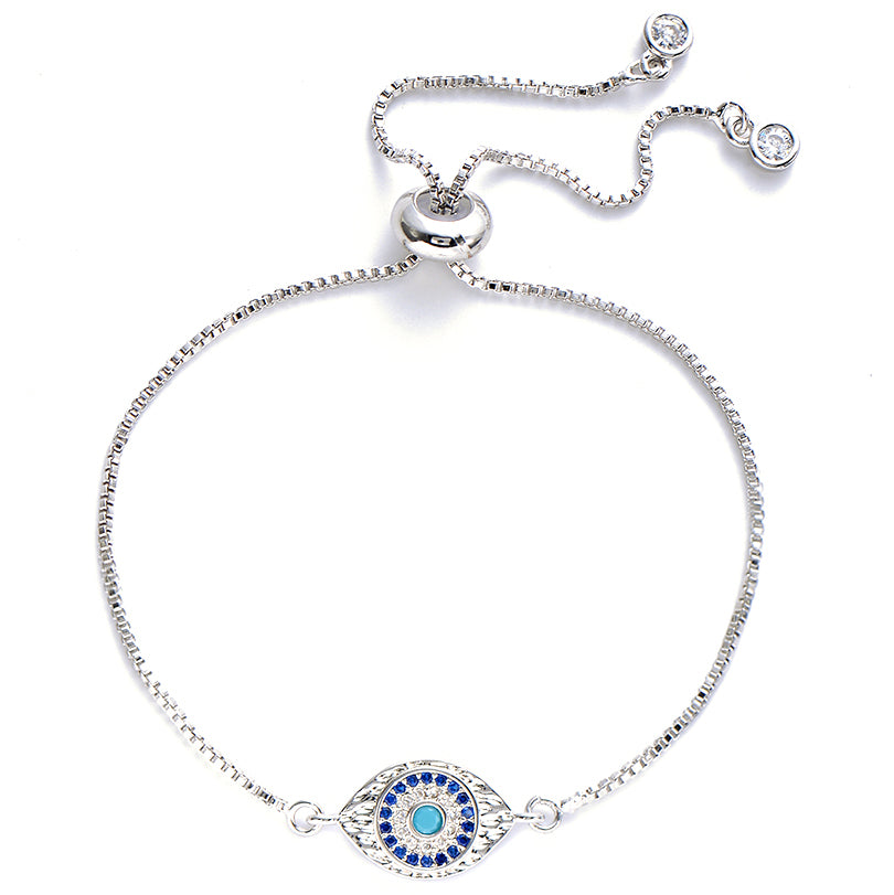 Bracelet Main de Fatma Argent & Strass Violet