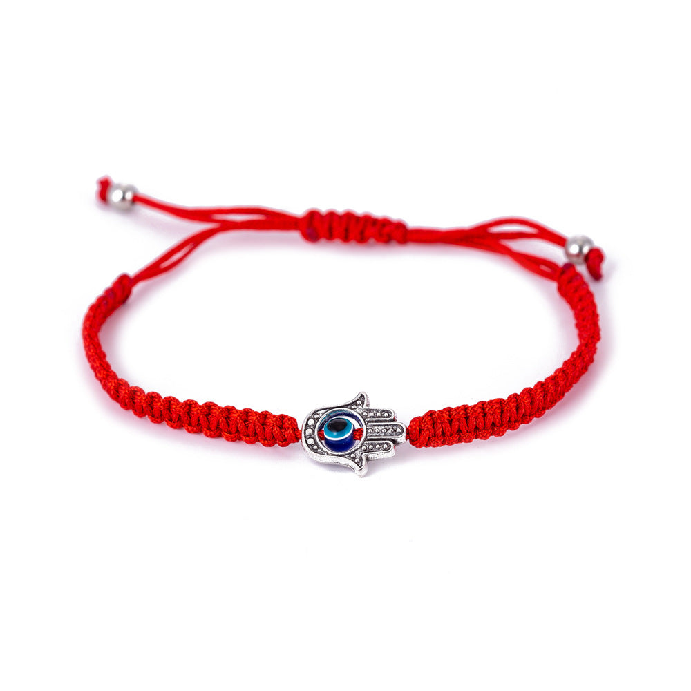 Bracelet Main de Fatma en Cordon Macramé Noir