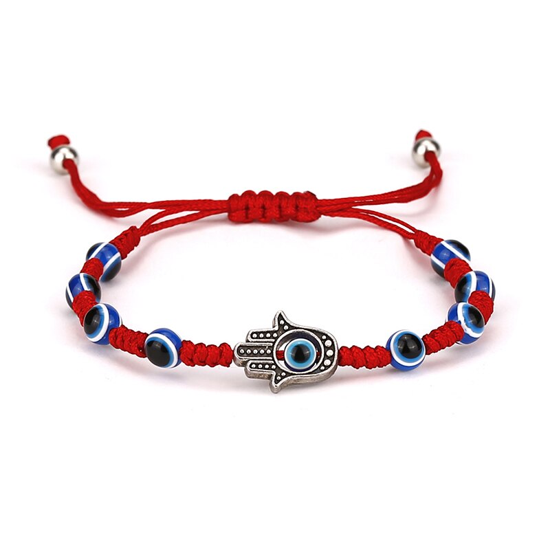 Bracelet Main de Fatma en Cordon & Perles Oeil Bleu