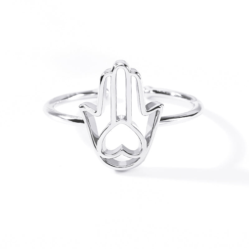 Bague Main de Fatma & Coeur Or Rose