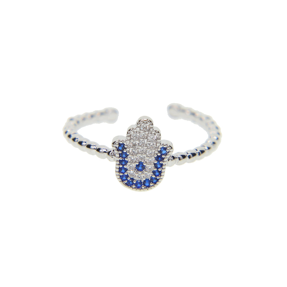 Bague Main de Fatma Strass Noir