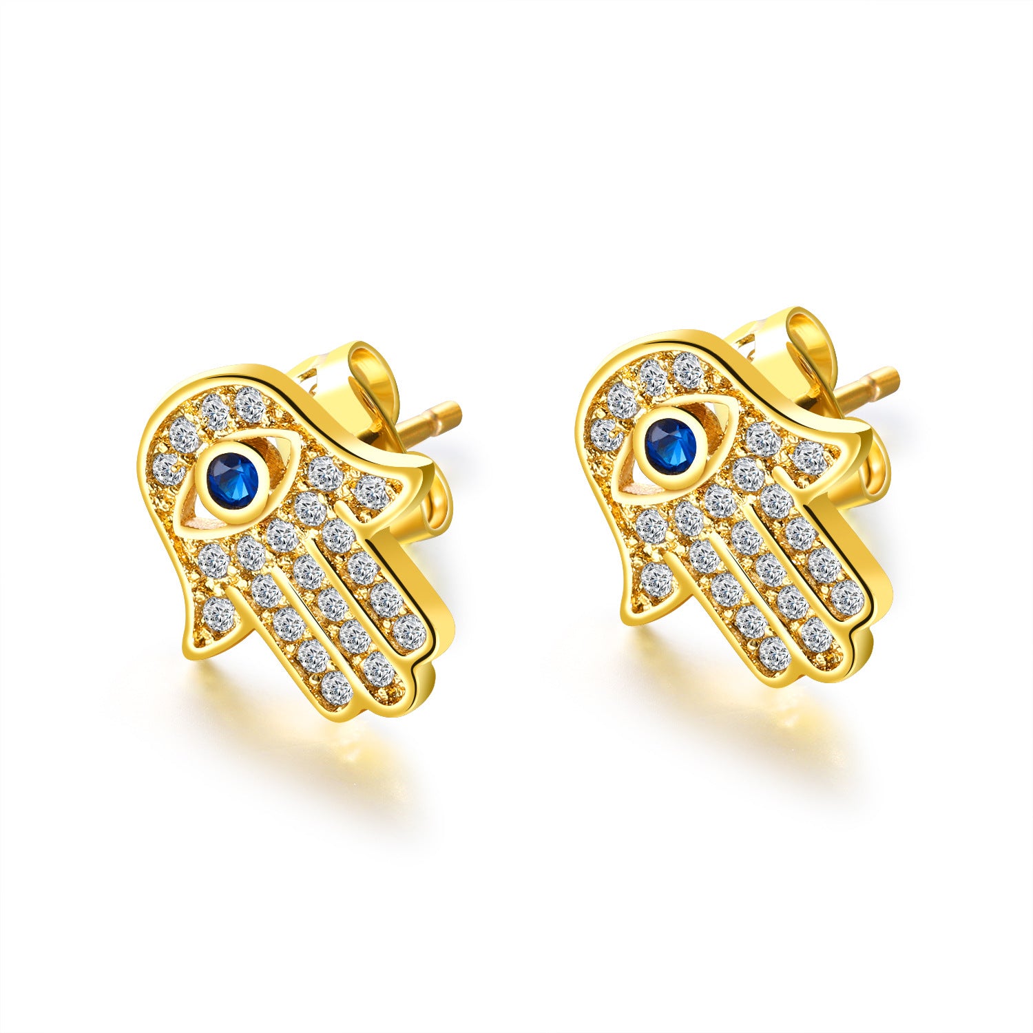 Boucles d'Oreilles Poussettes Main de Fatma & Oeil Bleu