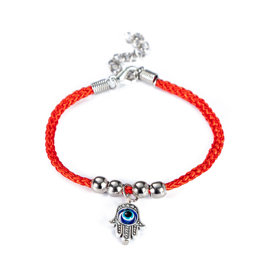 Bracelet Main de Fatma en Cordon Macramé Noir