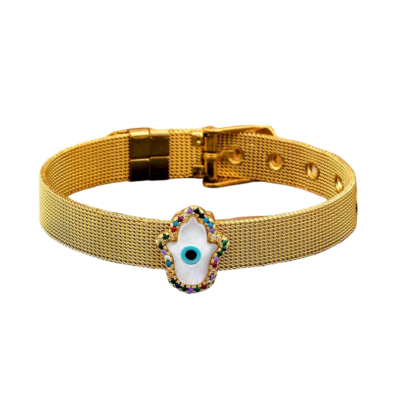 Bracelet Main de Fatma en Maille Plaqué Or
