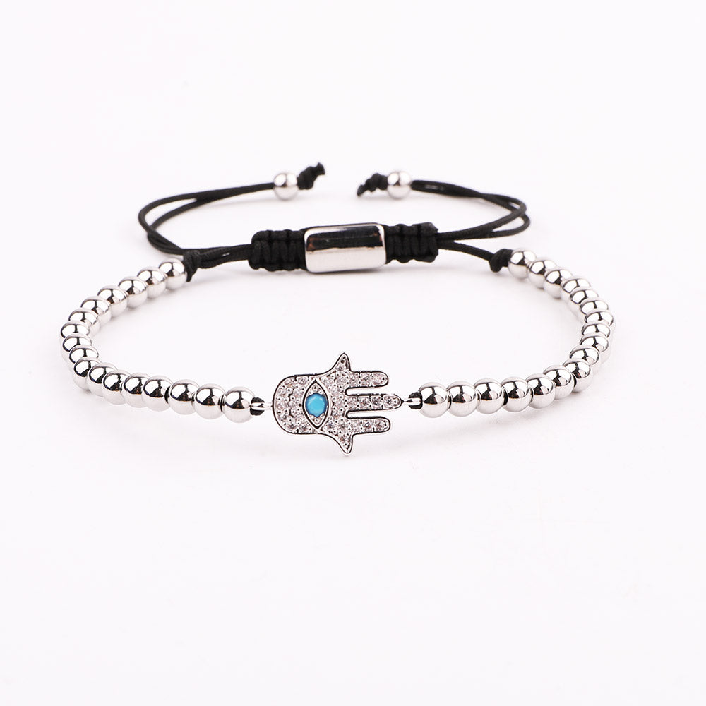 Bracelet Main de Fatma en Perles Or & Strass