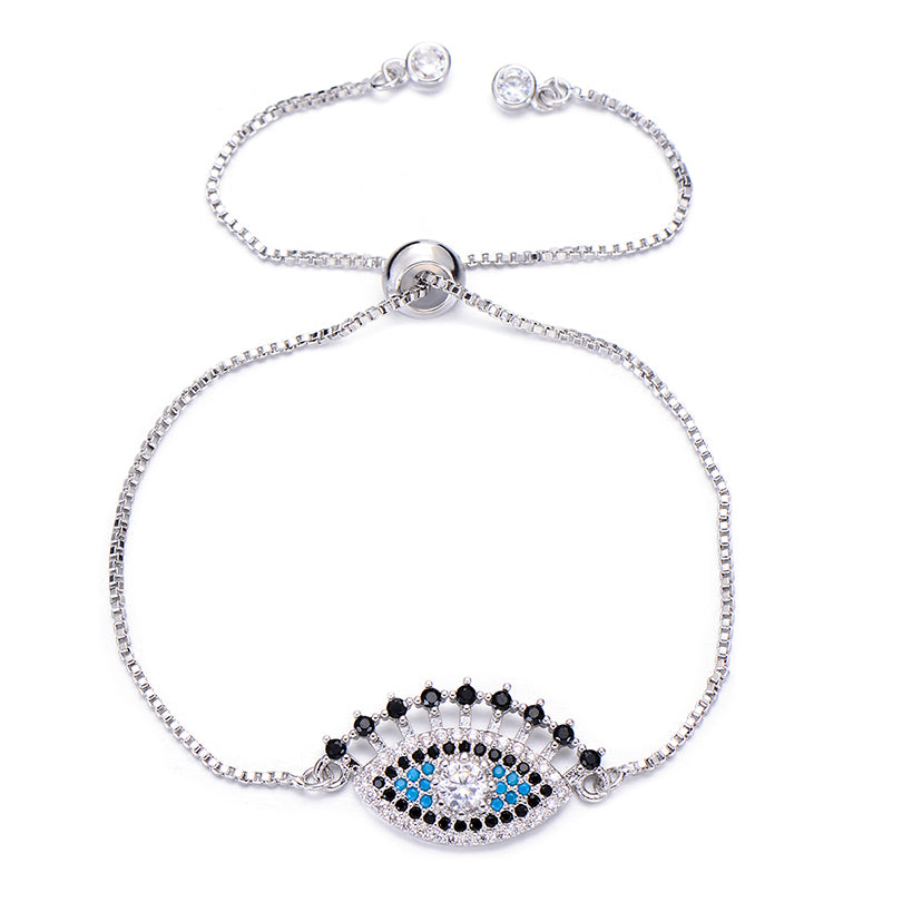 Bracelet Main de Fatma Argent & Strass Violet