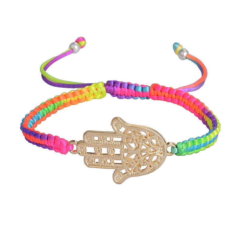 Bracelet Main de Fatma en Cordon Multicolore