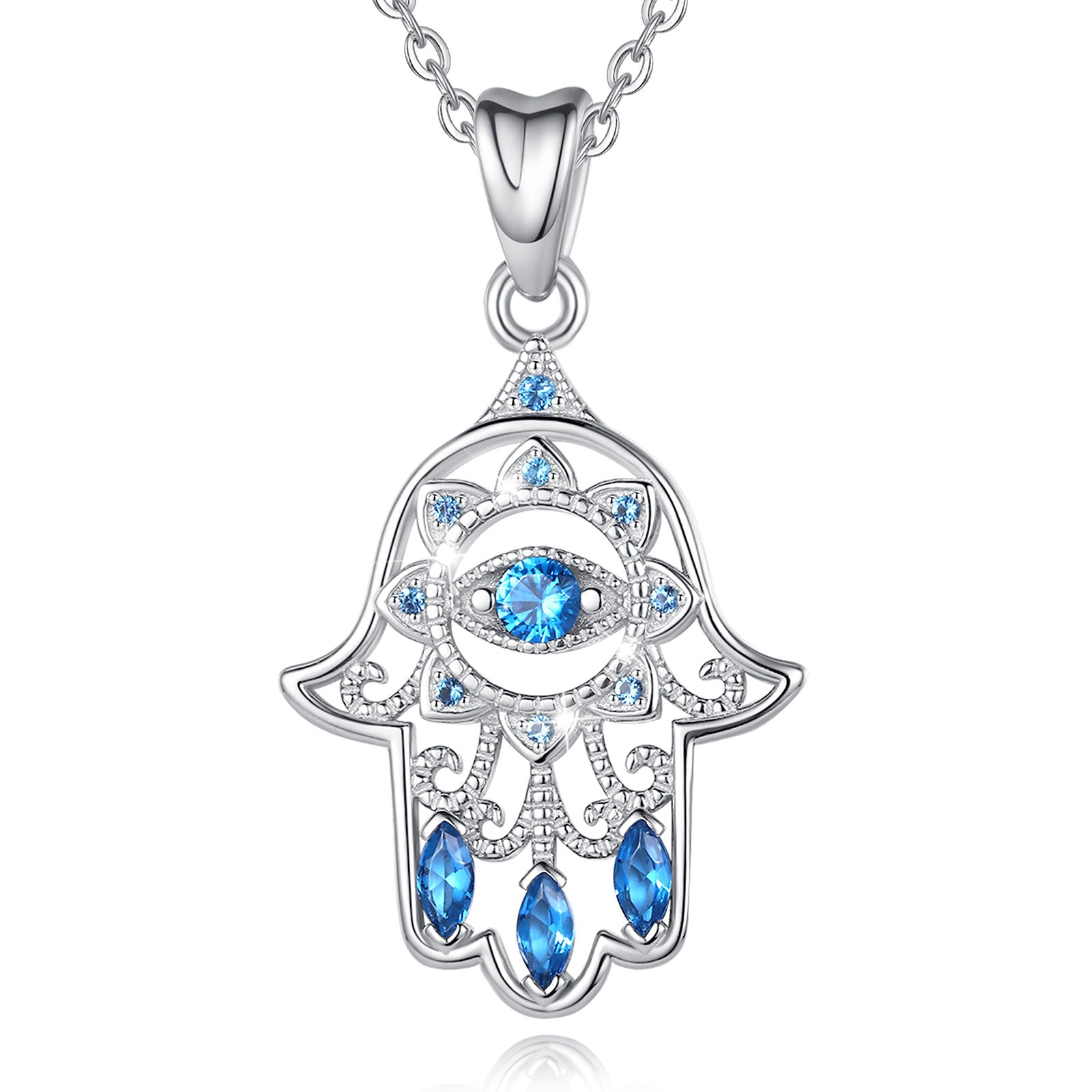 Collier Main de Fatma en Argent 925 avec Soleil Intégré