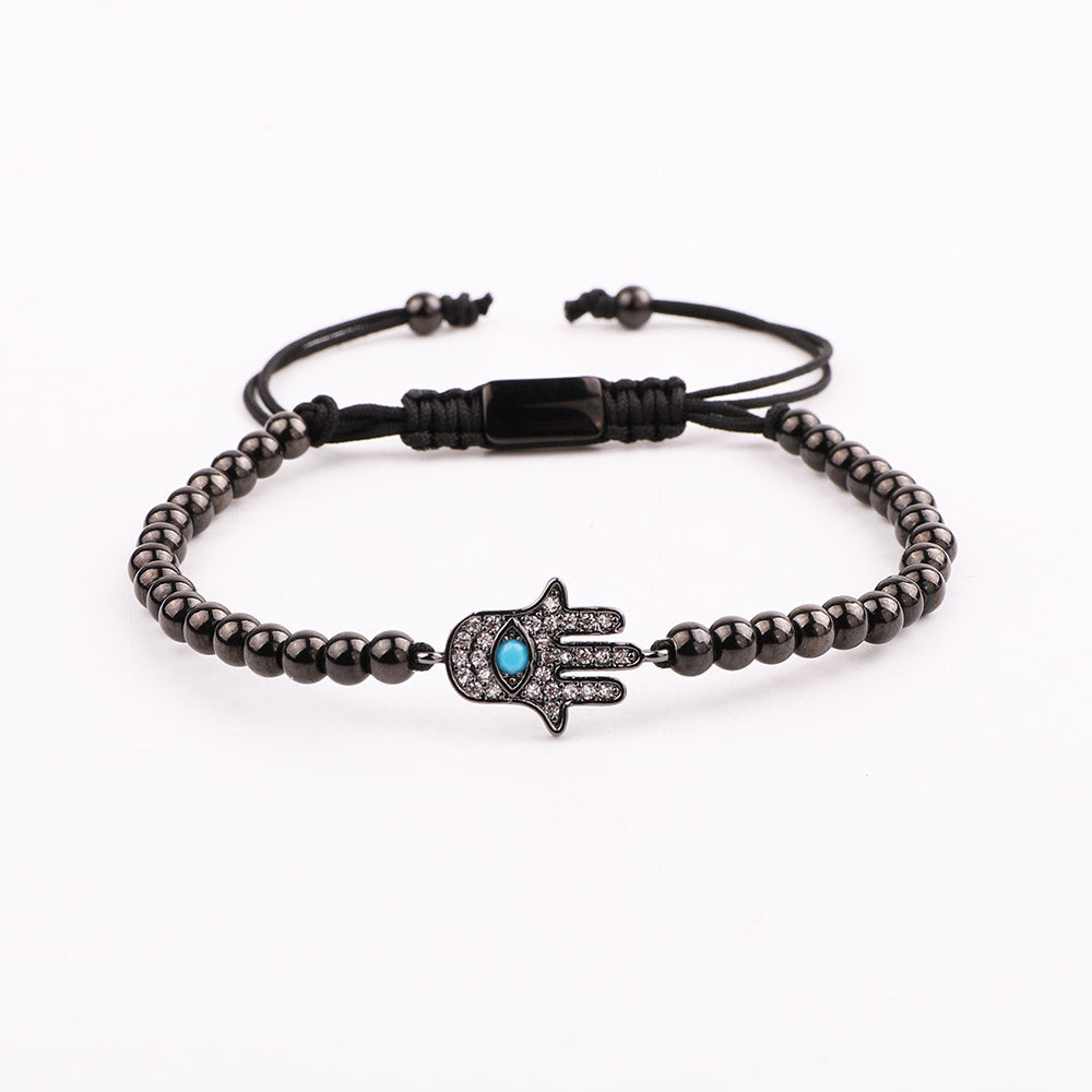 Bracelet Main de Fatma en Perles Or & Strass