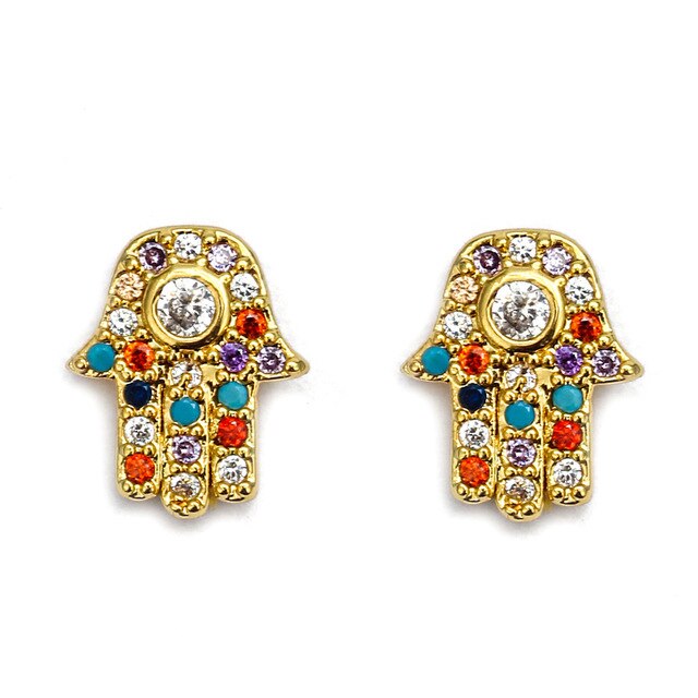 Dormeuses Main de Fatma Multicolores