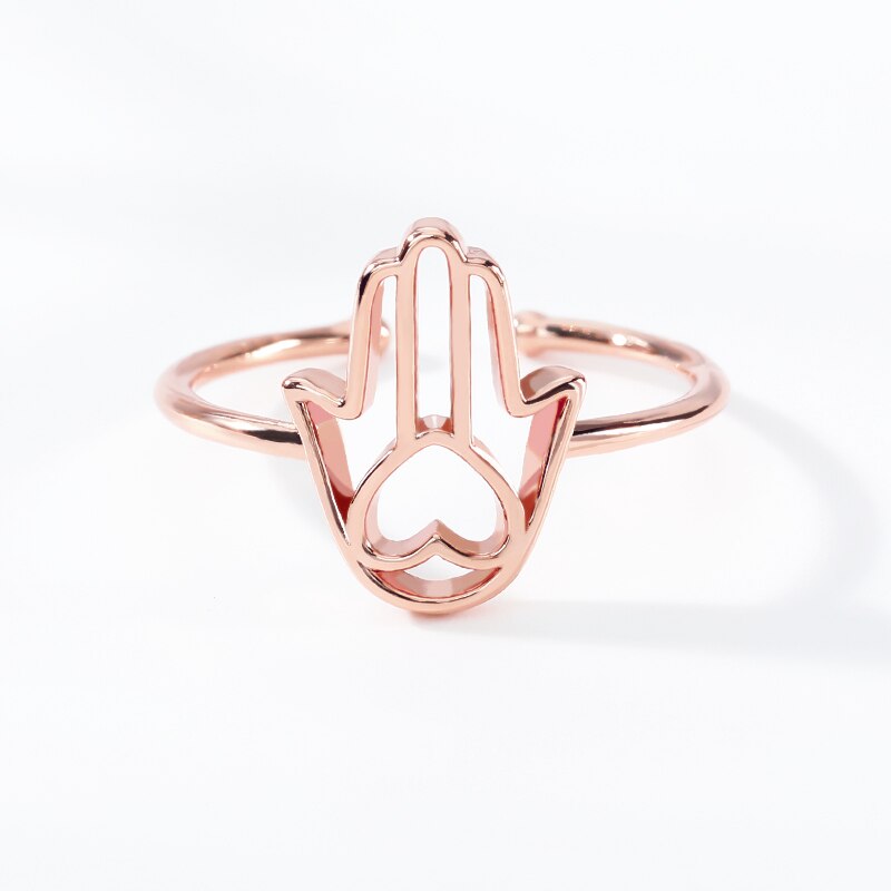 Bague Main de Fatma & Coeur Or Rose