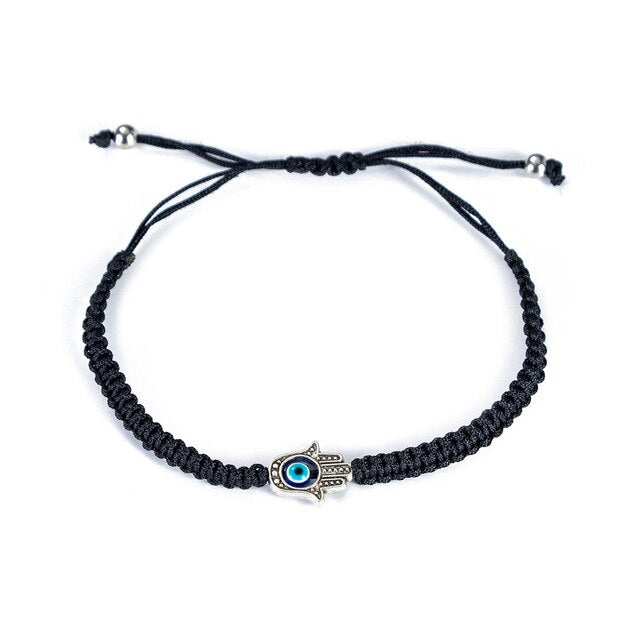 Bracelet Main de Fatma en Cordon Macramé Noir