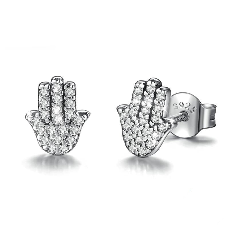 Boucles d'Oreilles Poussettes Main de Fatma en Argent 925