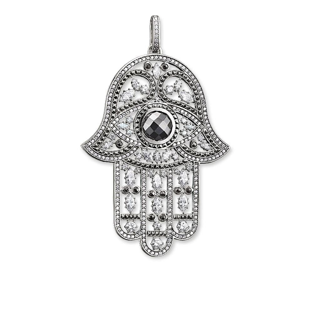 Pendentif Main de Fatma & Oeil Noir en Argent 925