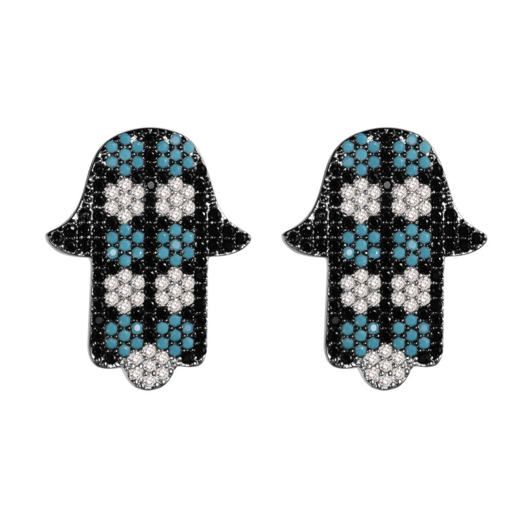 Boutons d’oreilles Main de Fatma Noirs