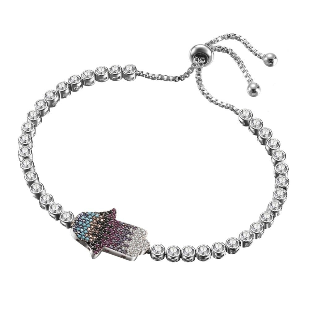 Bracelet Main de Fatma en Perle De Strass & Fermoir Perle
