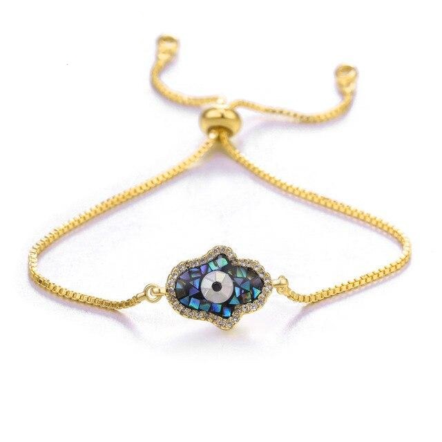 Bracelet Main de Fatma Plaqué Or & Cristal Bleu