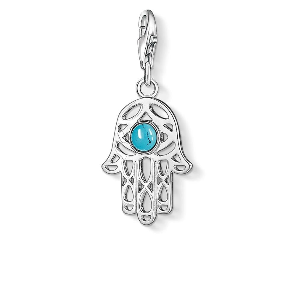 Pendentif Argent Main de Fatma & Oeil Topaze