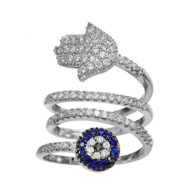 Bague Main de Fatma Enroulée en Strass