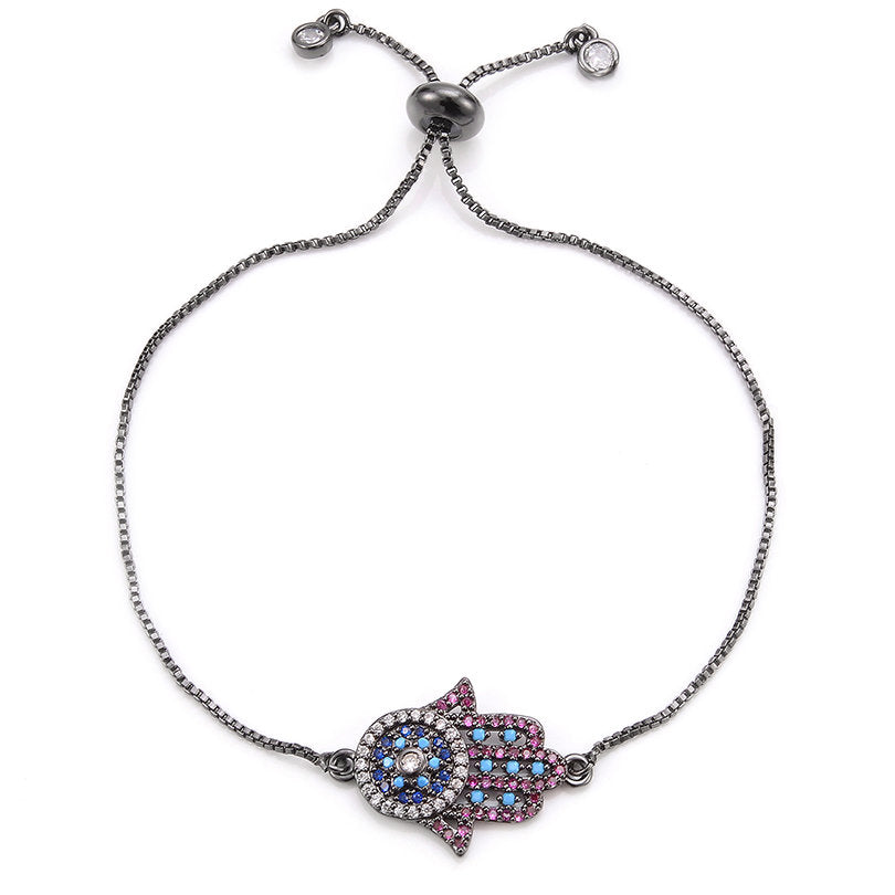 Bracelet Main de Fatma en Chaîne Or Rose & Fermoir Perle