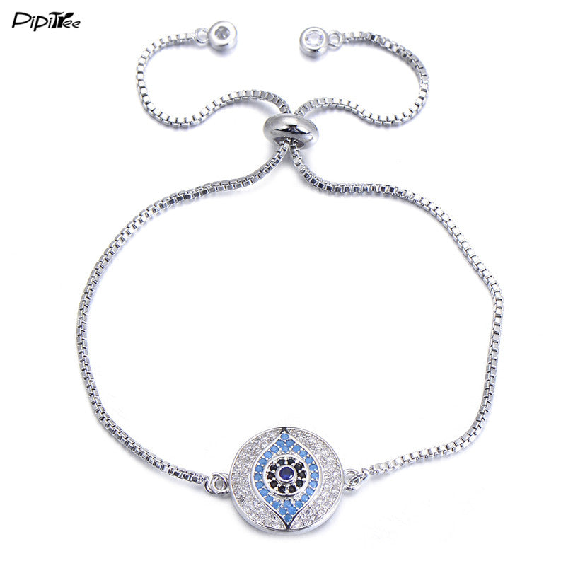 Bracelet Main de Fatma Argent & Strass Violet