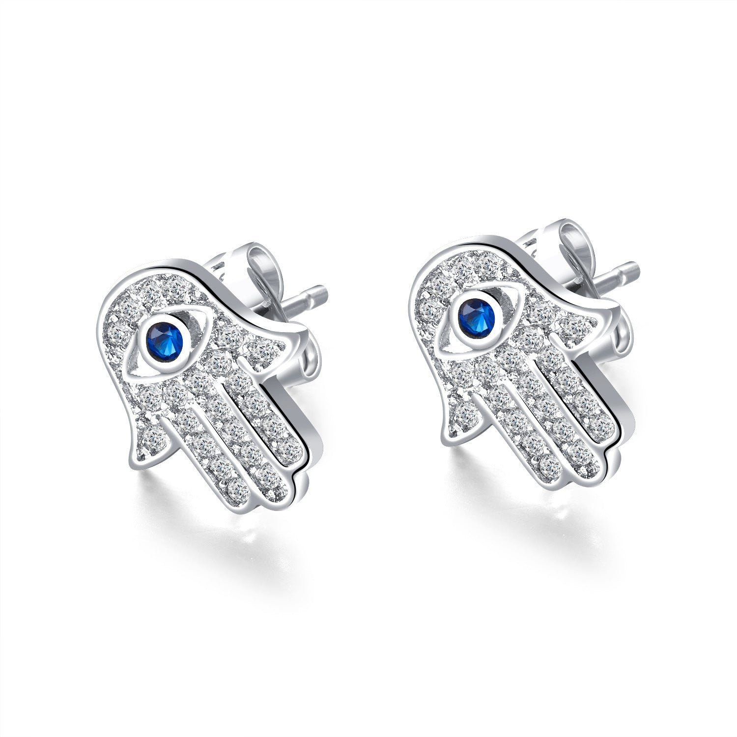 Boucles d'Oreilles Poussettes Main de Fatma & Oeil Bleu